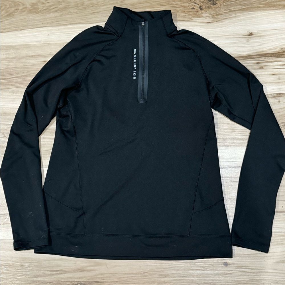 Second Skin Black 3/4 Zip Long Sleeve Compression Pullover Top Women’s XL